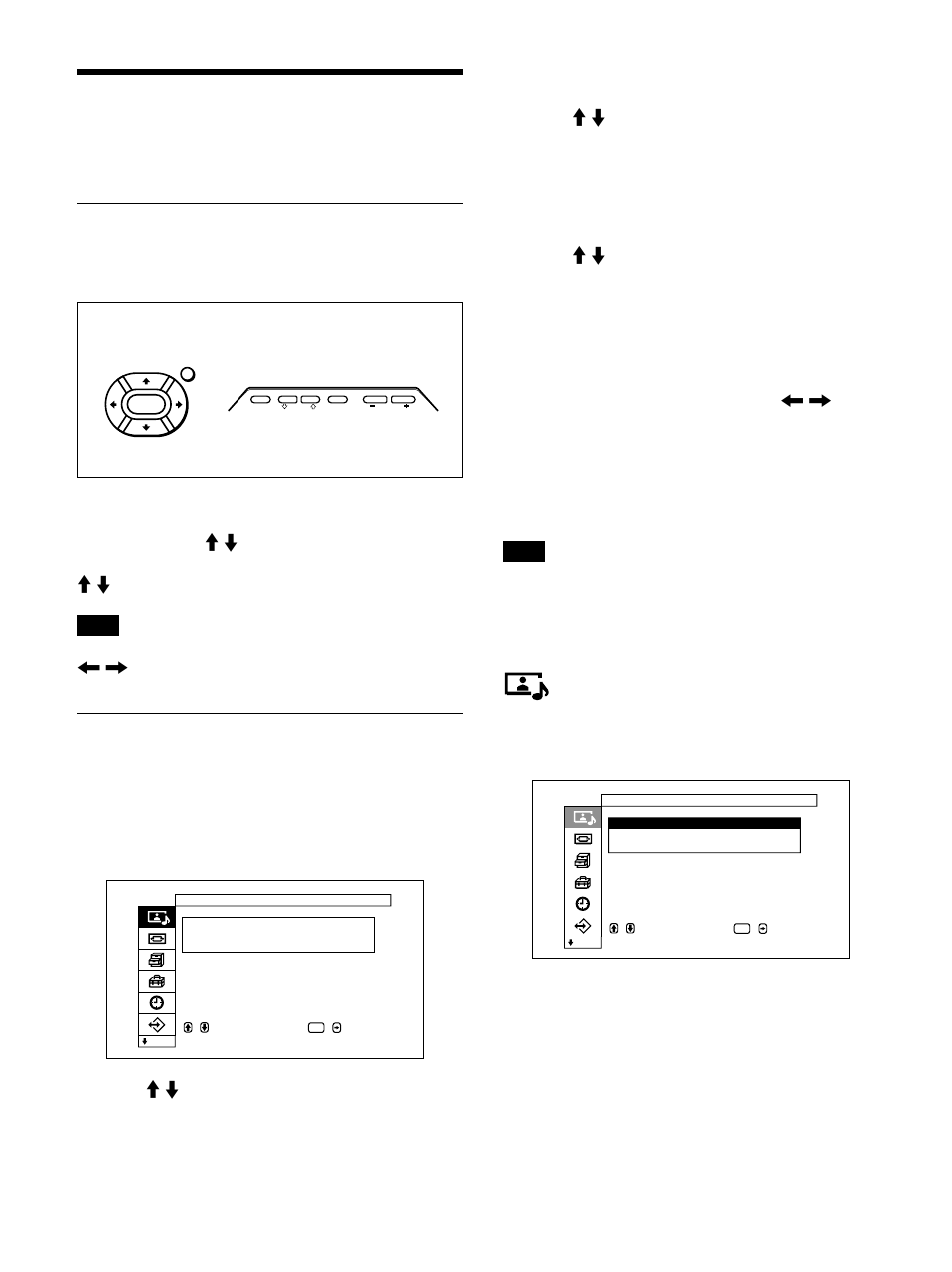 Using on-screen menus, Operating through menus, Menu guide | Picture/sound control menu, Menu operating buttons, Configuration of the menu | Sony PFM-32C1 User Manual | Page 68 / 348