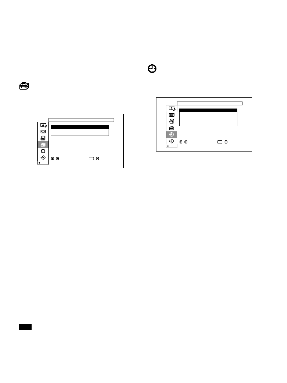 Initial setup menu, Timer/clock menu, Clock set sets the time | Sony PFM-32C1 User Manual | Page 73 / 348