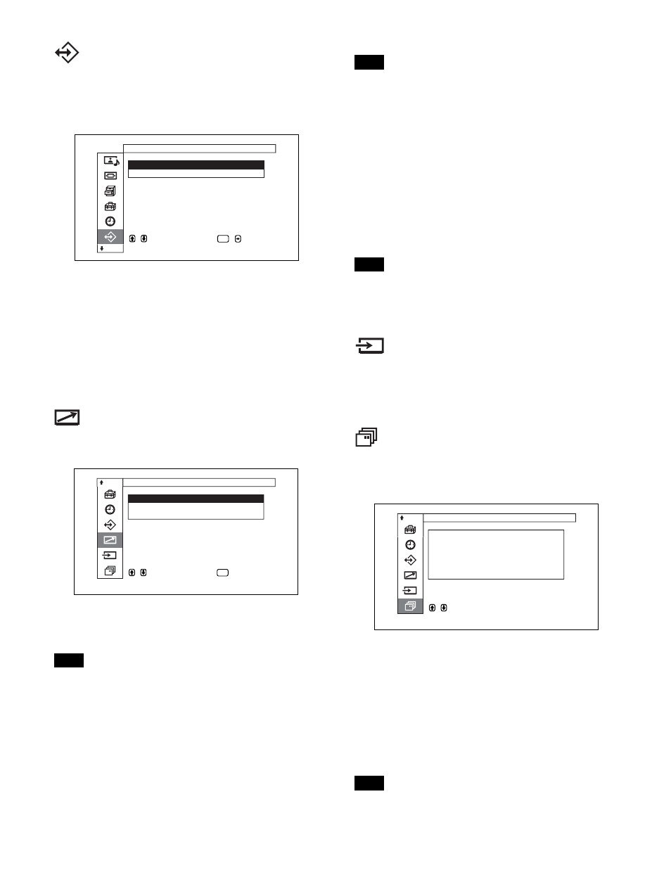 Remote menu, Input select menu, Unit status menu | This menu is used for remote control settings, Index number sets the index number of the display, This menu is used to switch the input signal | Sony PFM-32C1 User Manual | Page 74 / 348