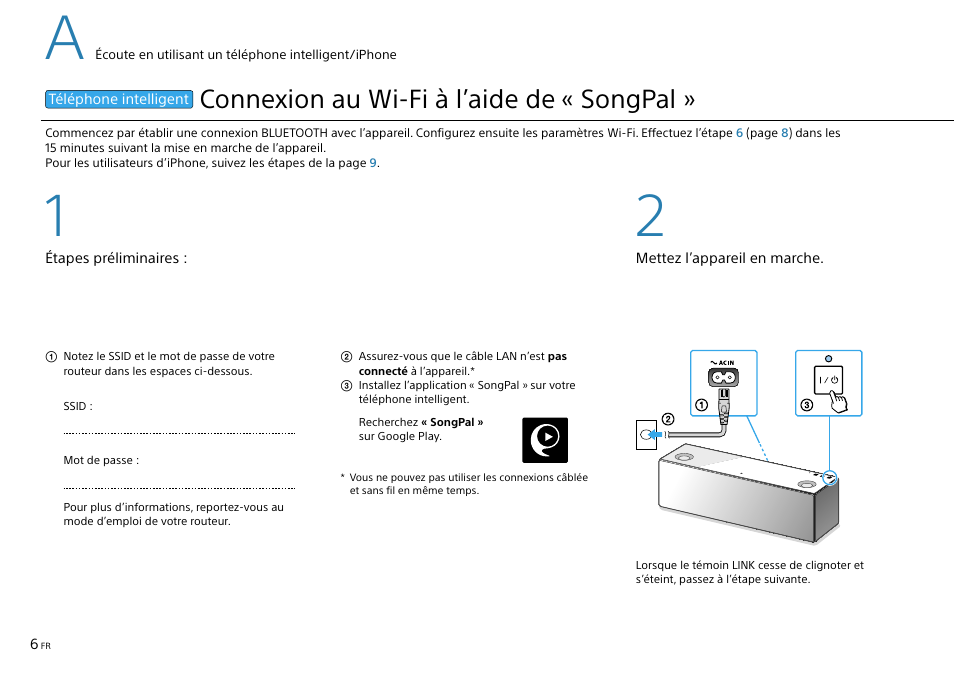 Connexion au wi-fi à l’aide de « songpal | Sony SRS-X9 User Manual | Page 28 / 68