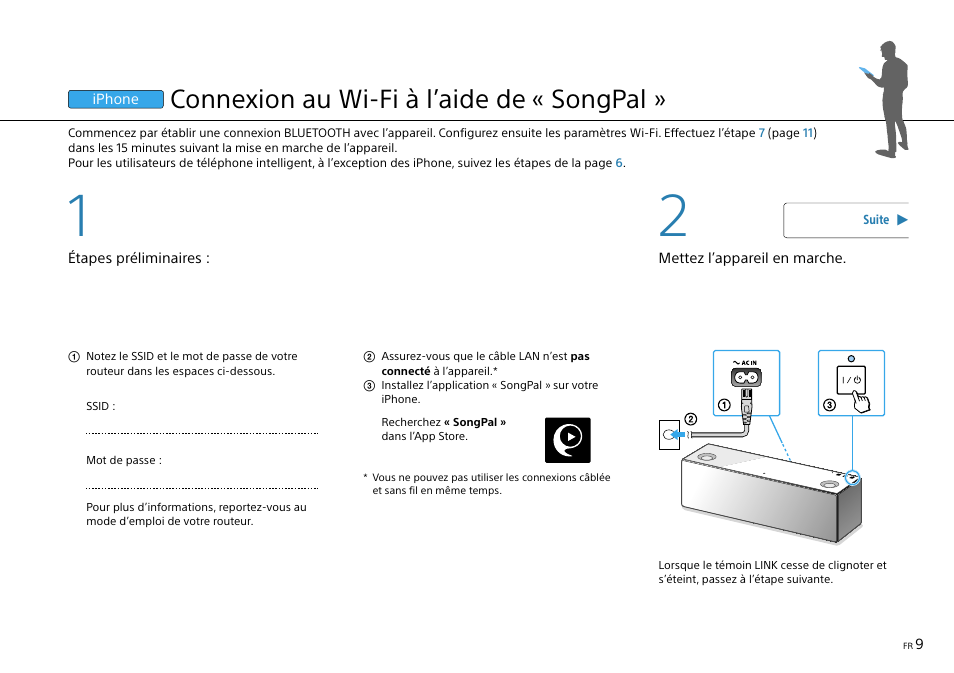 Connexion au wi-fi à l’aide de « songpal | Sony SRS-X9 User Manual | Page 31 / 68