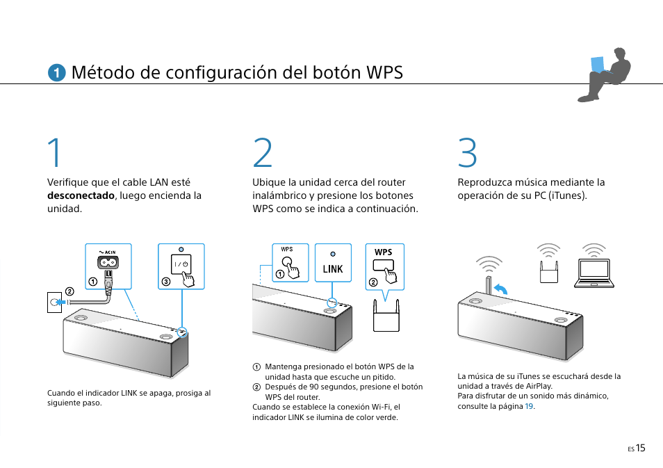 Método de configuración del botón wps | Sony SRS-X9 User Manual | Page 59 / 68