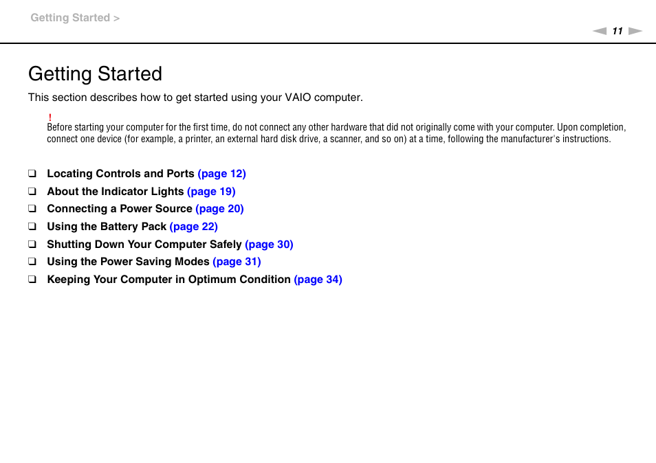 Getting started | Sony VPCZ22SHX User Manual | Page 11 / 215