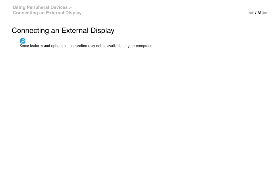 Connecting an external display | Sony VPCZ22SHX User Manual | Page 118 / 215