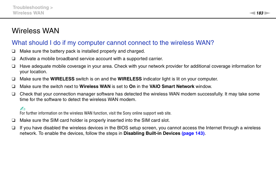 Wireless wan | Sony VPCZ22SHX User Manual | Page 183 / 215