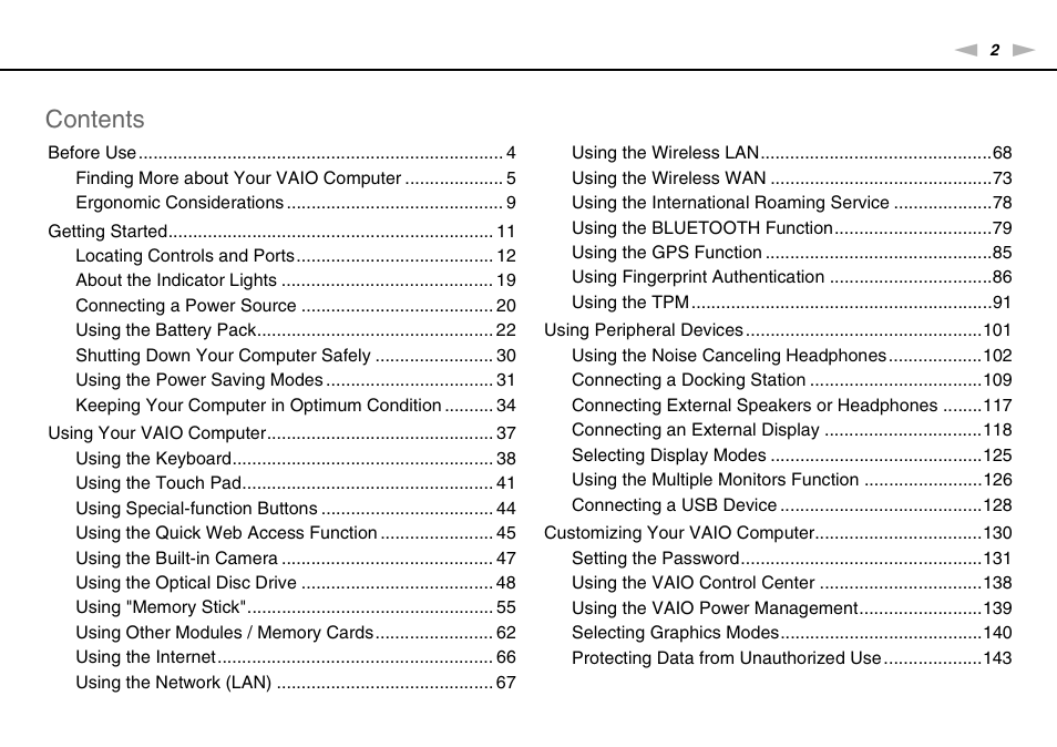 Sony VPCZ22SHX User Manual | Page 2 / 215