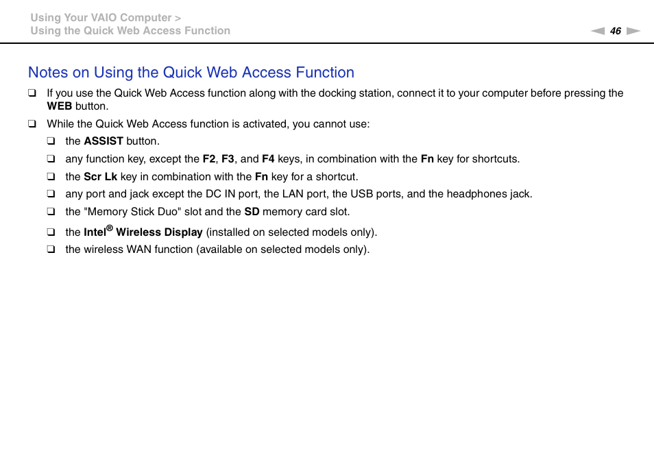 Sony VPCZ22SHX User Manual | Page 46 / 215