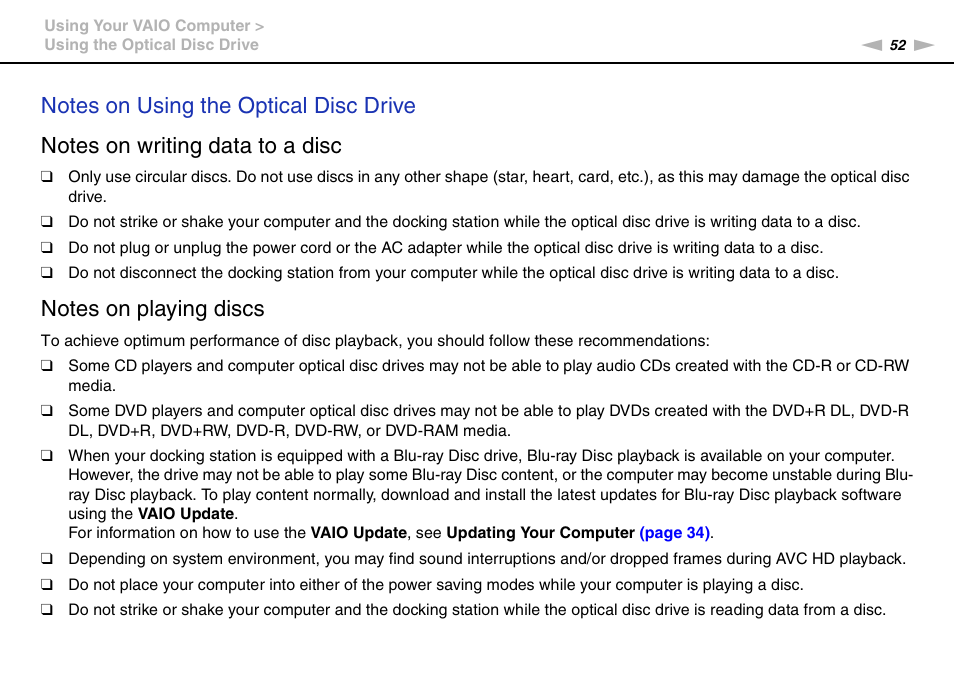 Sony VPCZ22SHX User Manual | Page 52 / 215