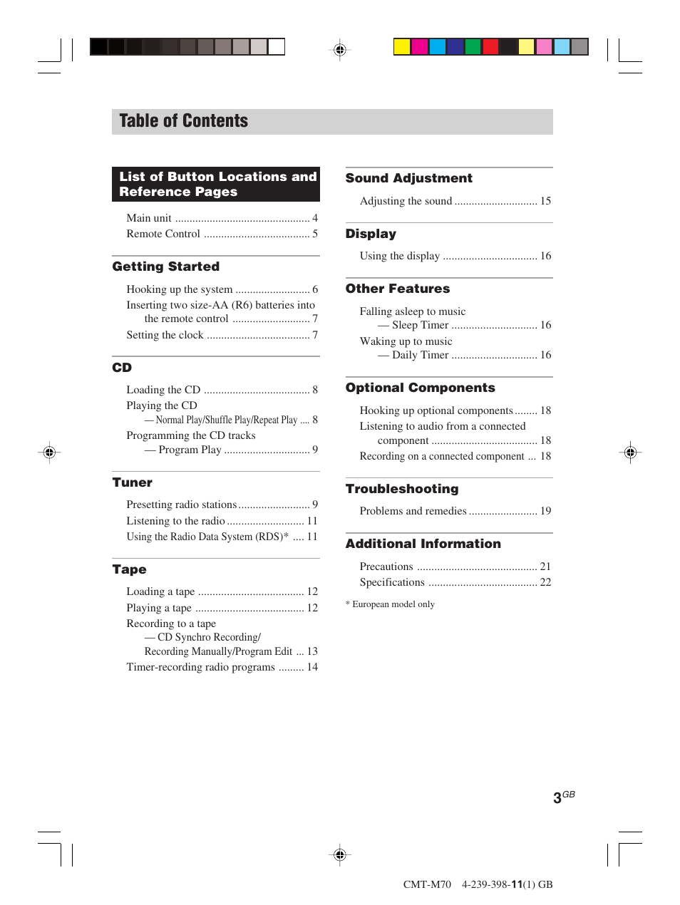 Sony CMT-M70 User Manual | Page 3 / 24