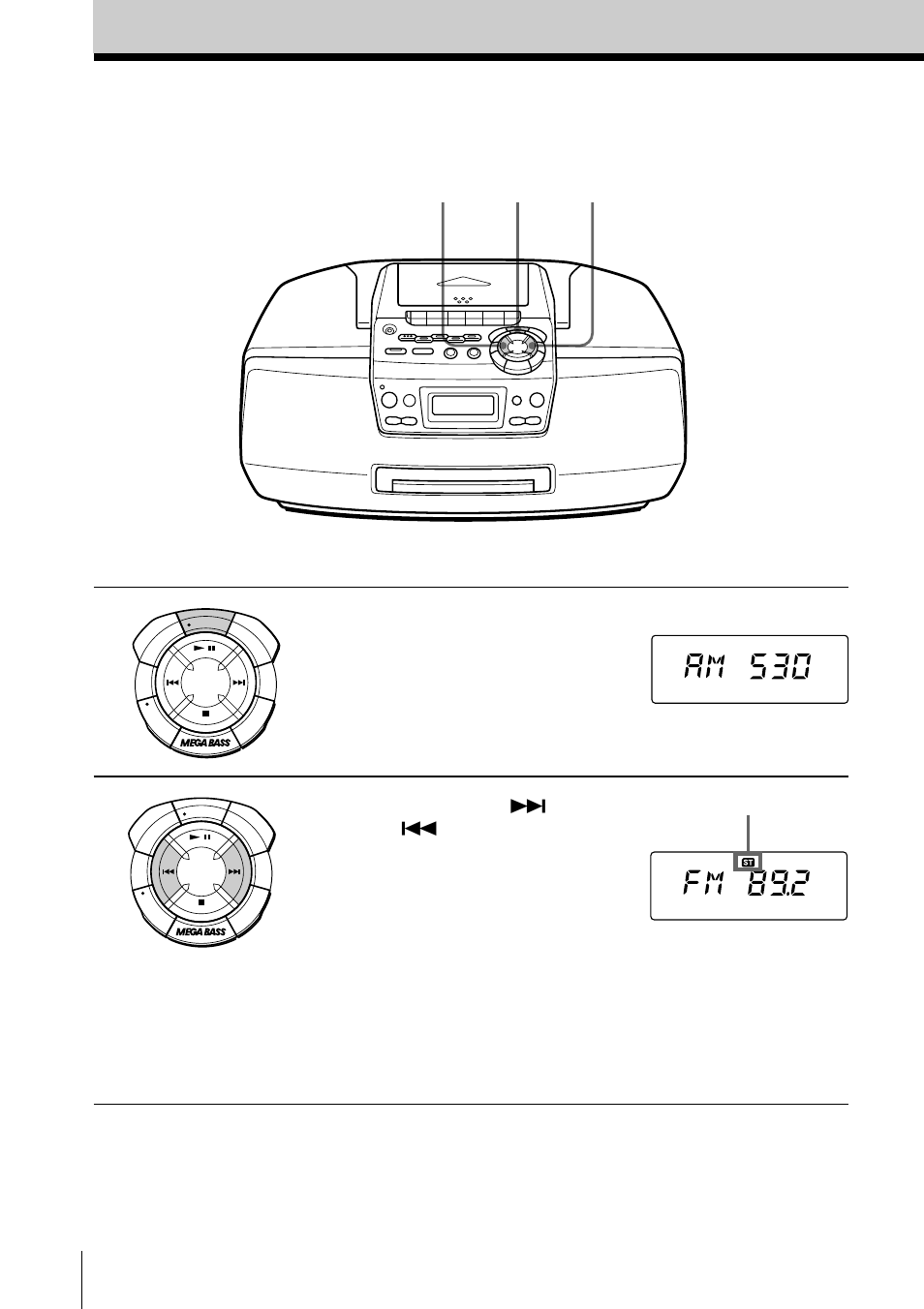 Listening to the radio, Connect the supplied ac power cord (see page 25) | Sony CFD-S47 User Manual | Page 6 / 36