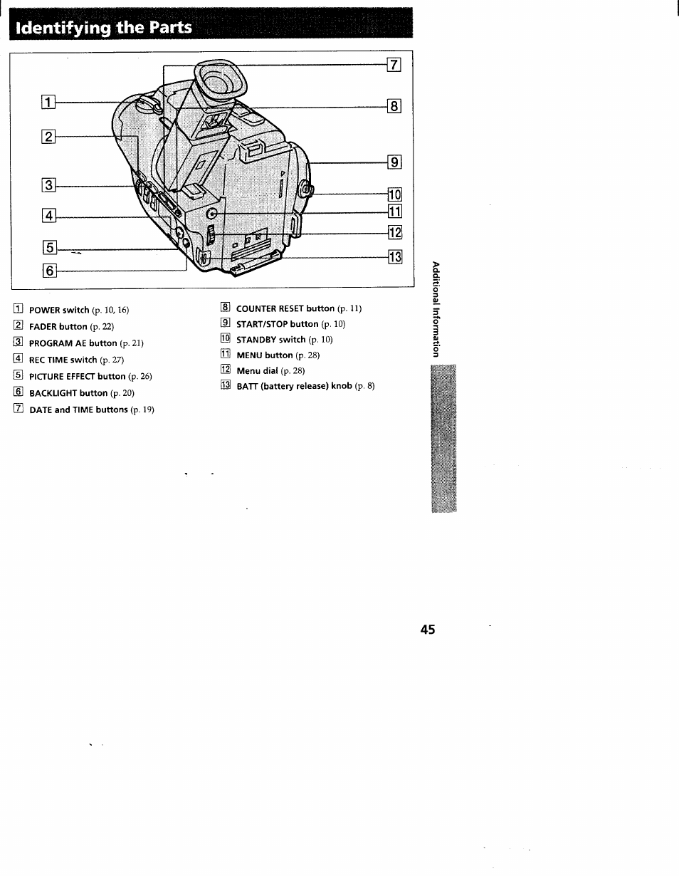 P, 8) | Sony CCD-TR83 User Manual | Page 45 / 52