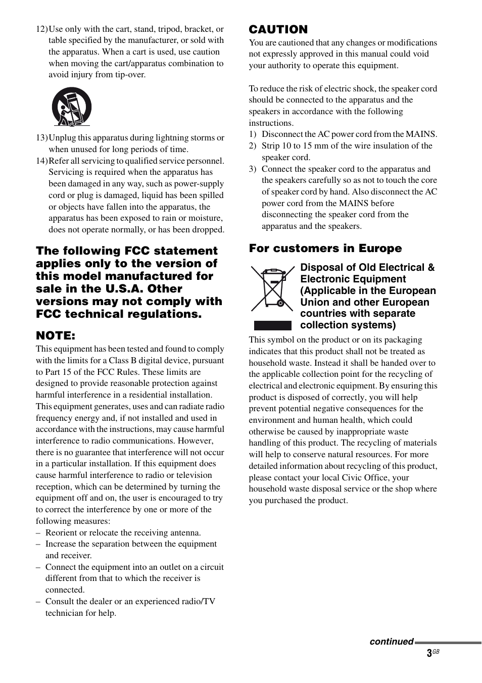 Caution, For customers in europe | Sony STR-DH510 User Manual | Page 3 / 80