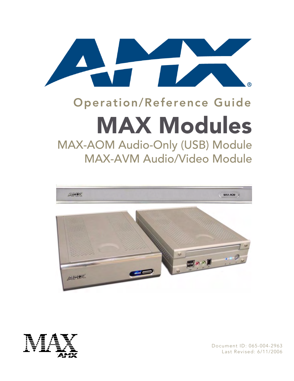 AMX Audio-Only Module MAX-AOM User Manual | 26 pages