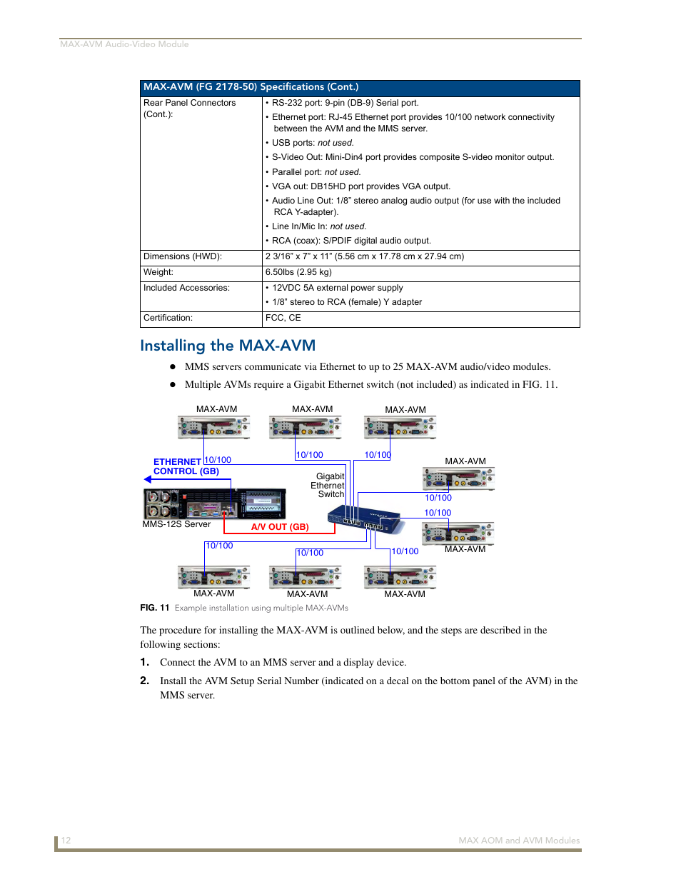 Installing the max-avm | AMX Audio-Only Module MAX-AOM User Manual | Page 14 / 26