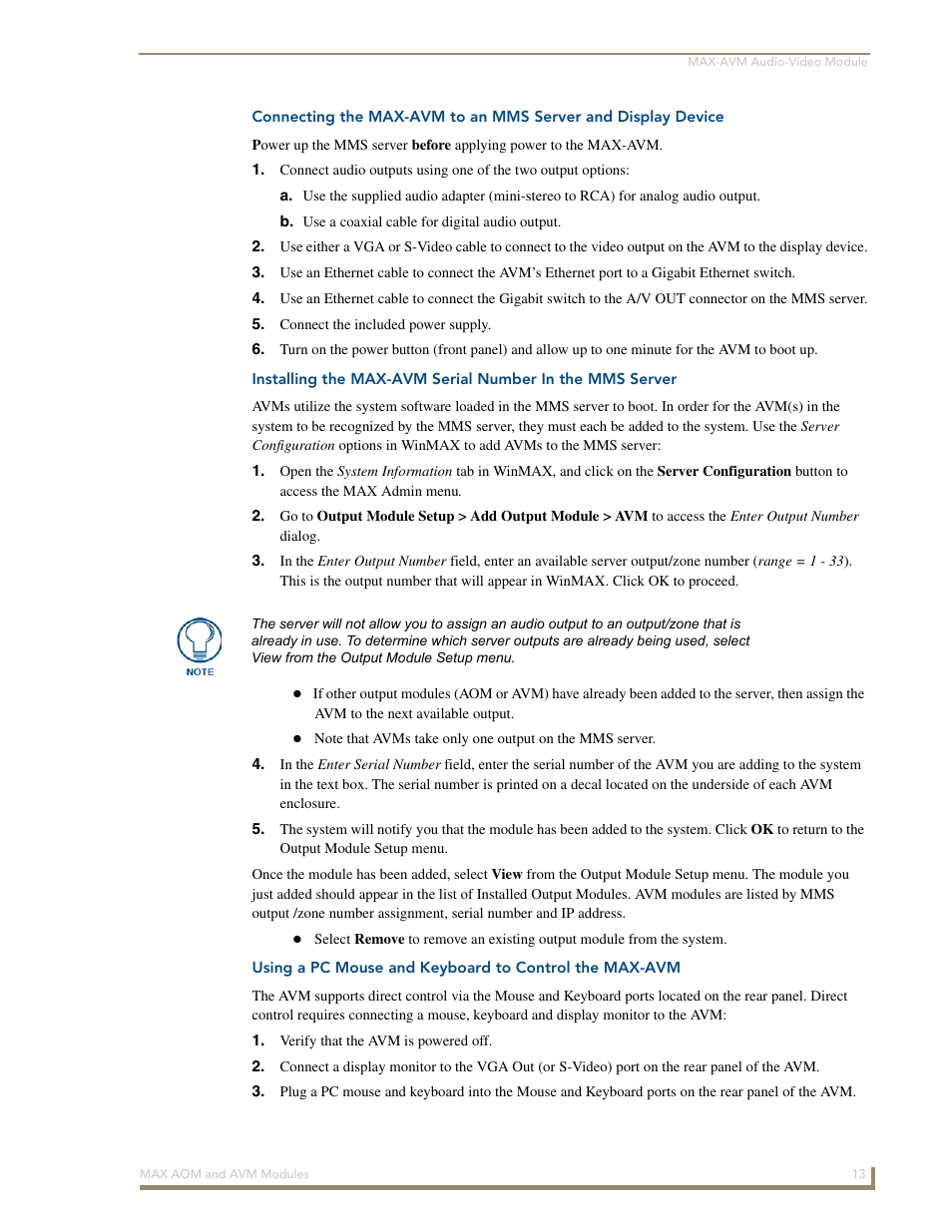 AMX Audio-Only Module MAX-AOM User Manual | Page 15 / 26