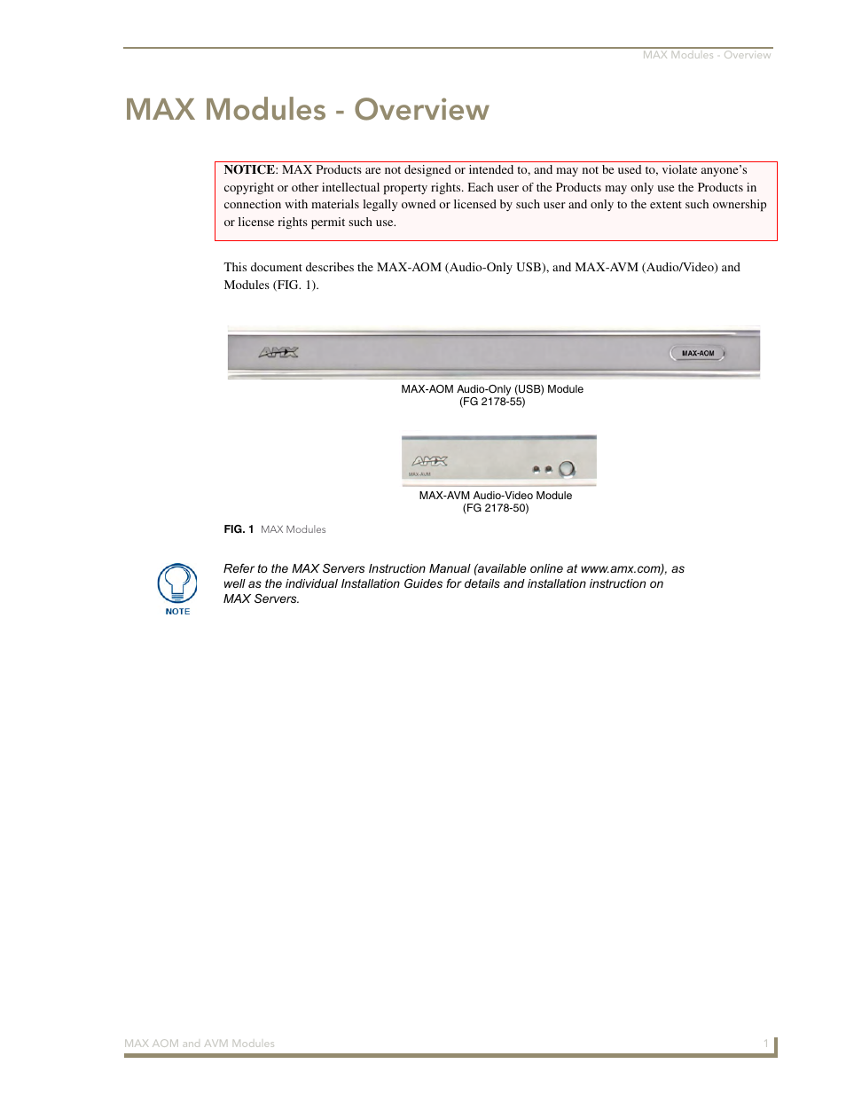 Max modules - overview | AMX Audio-Only Module MAX-AOM User Manual | Page 5 / 26