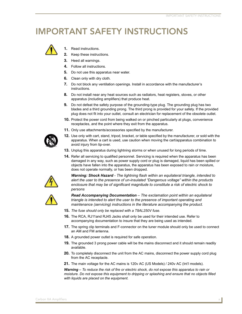 Important safety instructions | AMX DAS-AMP4 User Manual | Page 5 / 14