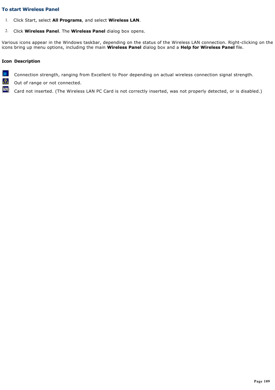 To start wireless panel | Sony VGN-X505ZP User Manual | Page 109 / 135