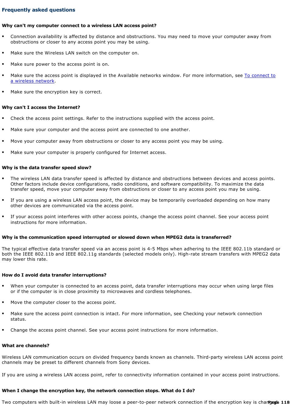 Frequently asked questions | Sony VGN-X505ZP User Manual | Page 118 / 135