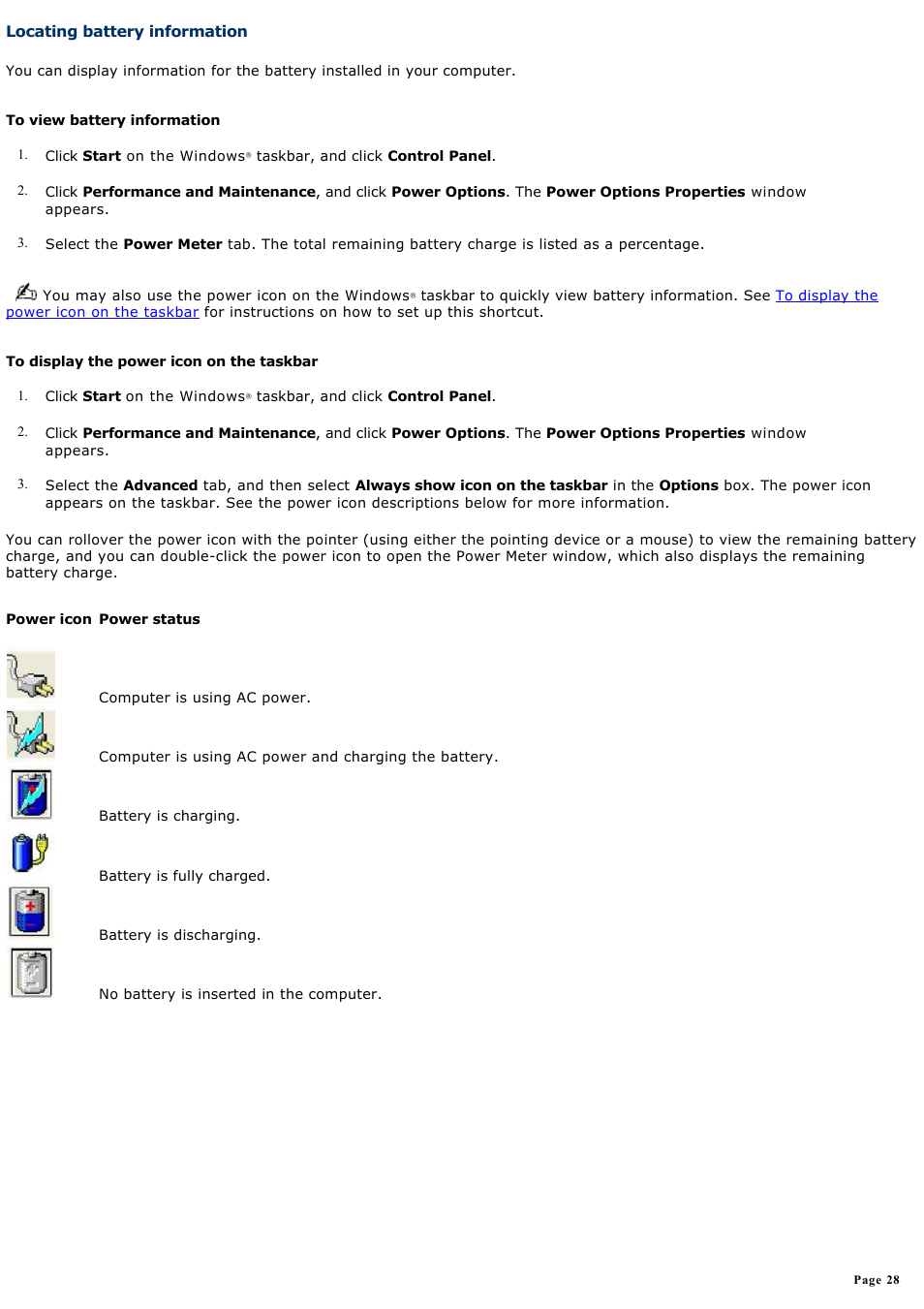 Locating battery information | Sony VGN-X505ZP User Manual | Page 28 / 135