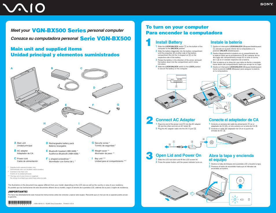 Sony VGN-BX540 User Manual | 2 pages