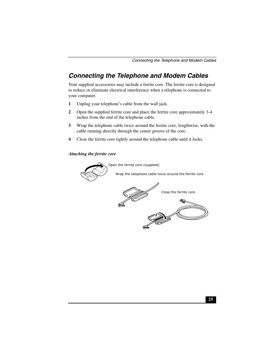 Connecting the telephone and modem cables | Sony PCV-W30 User Manual | Page 25 / 52