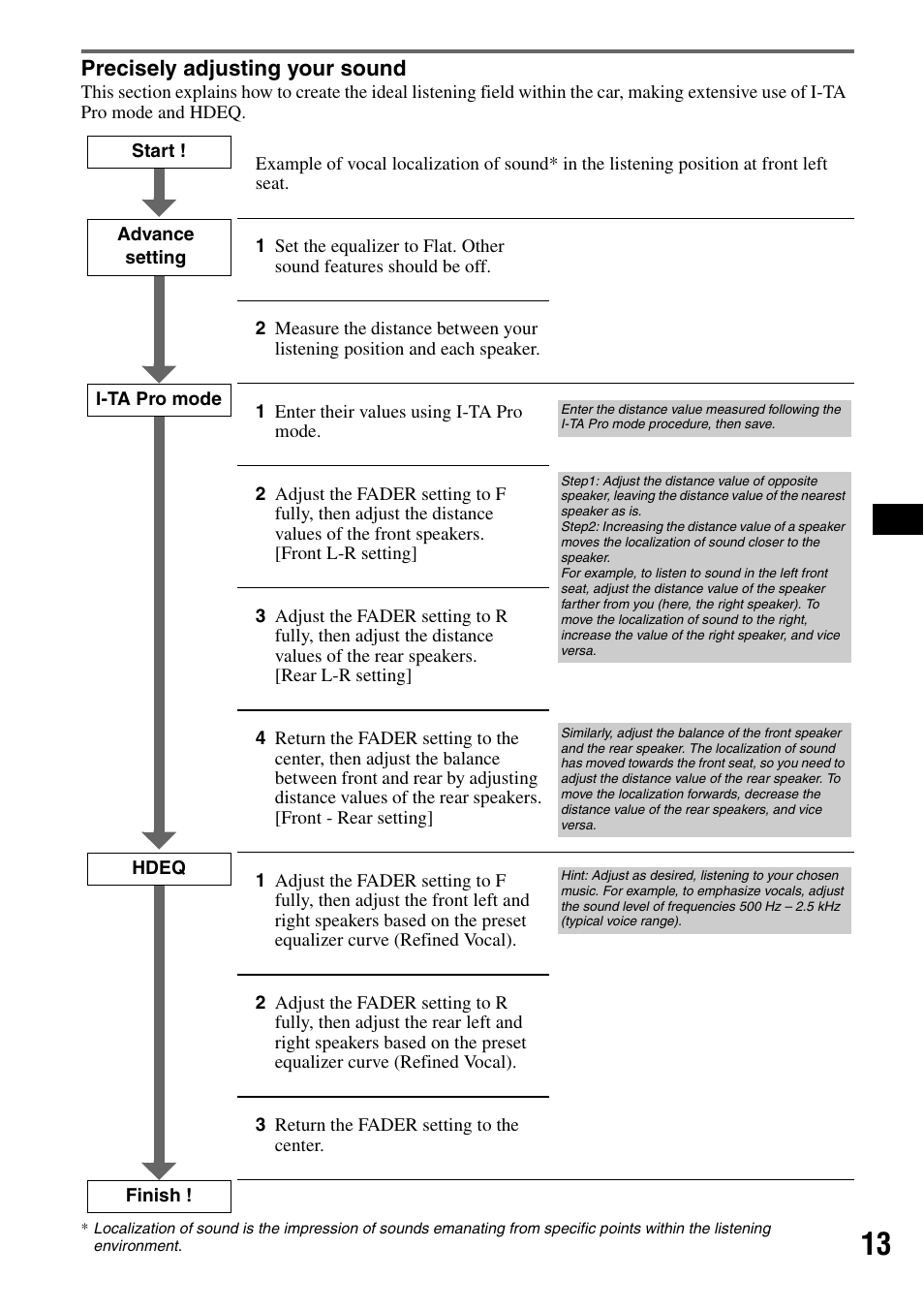 Precisely adjusting your sound | Sony CDX-GT705DX User Manual | Page 13 / 72