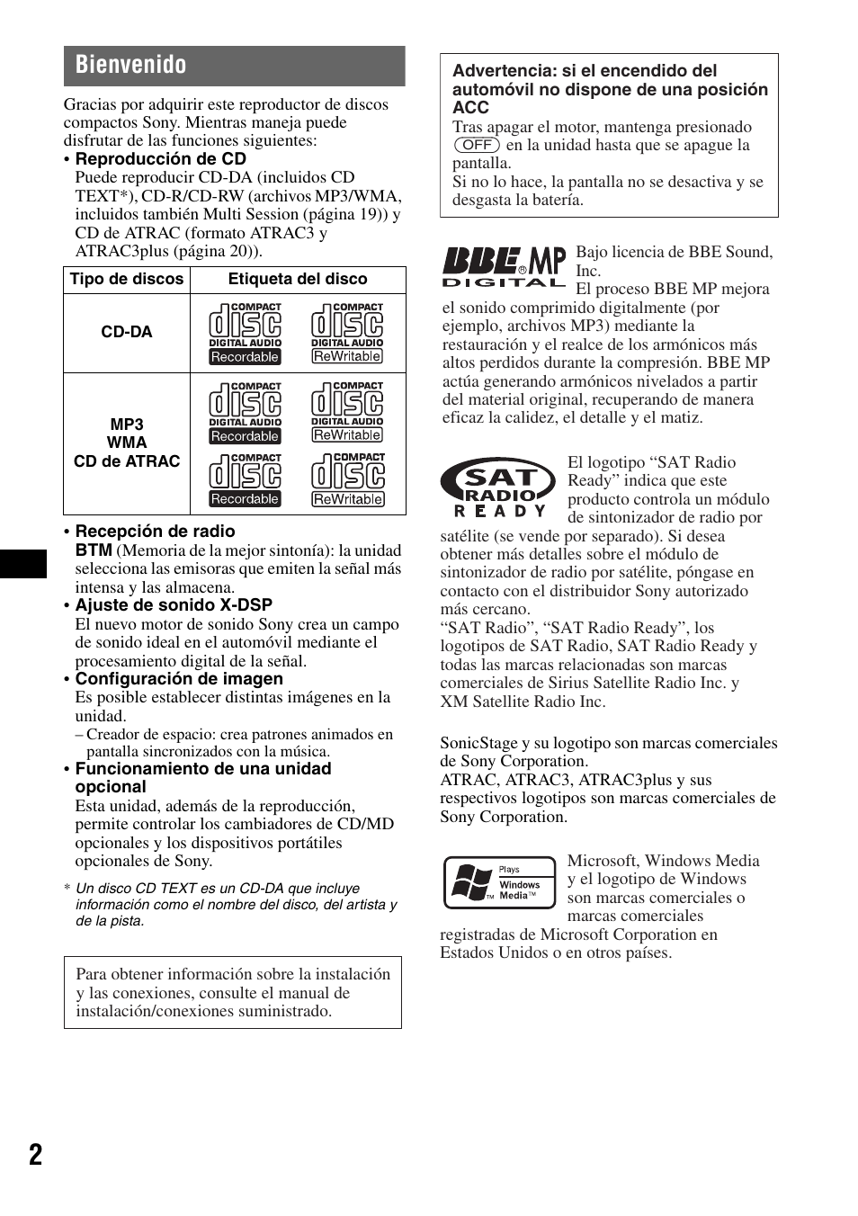 Bienvenido | Sony CDX-GT705DX User Manual | Page 48 / 72
