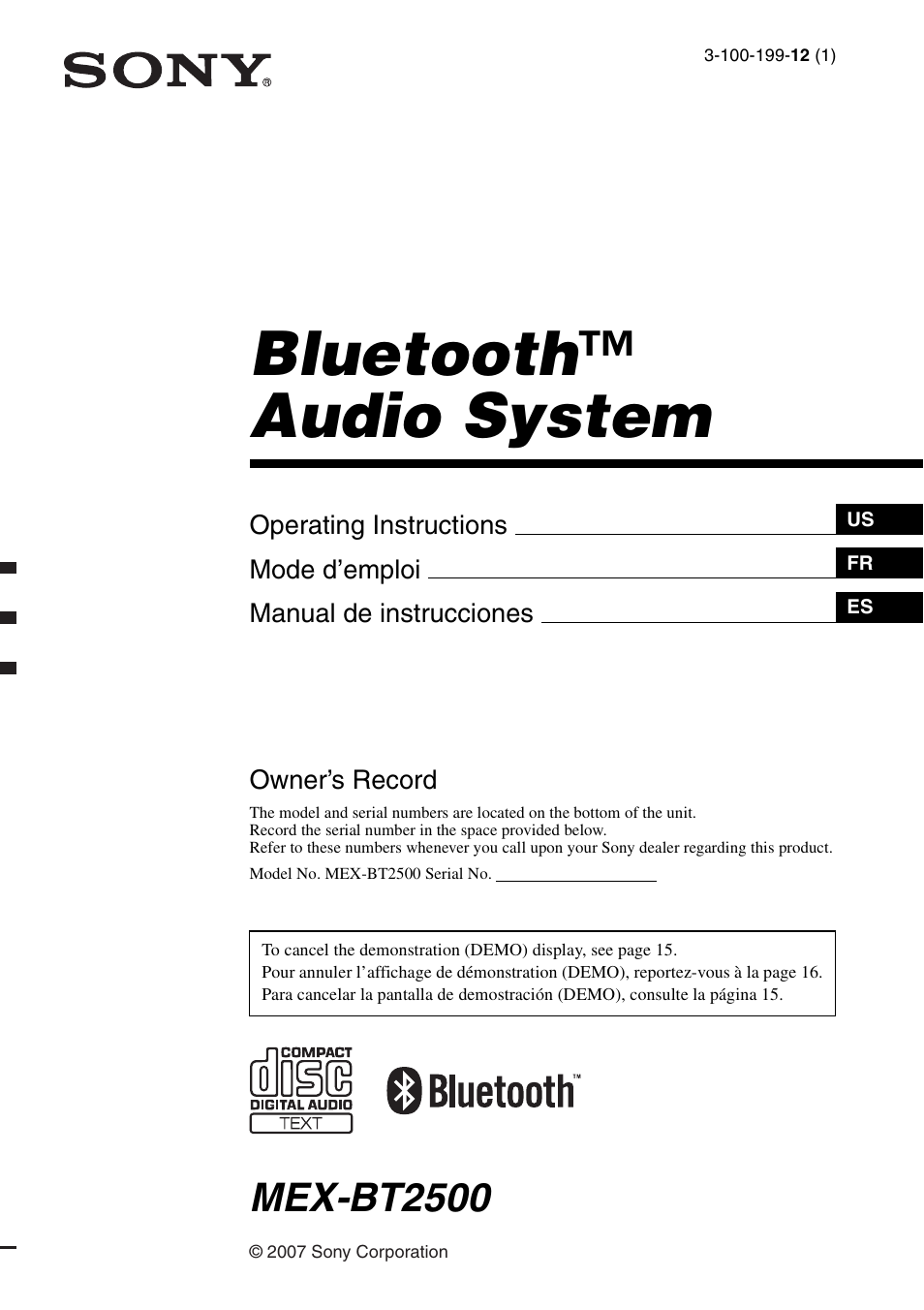 Sony MEX-BT2500 User Manual | 68 pages