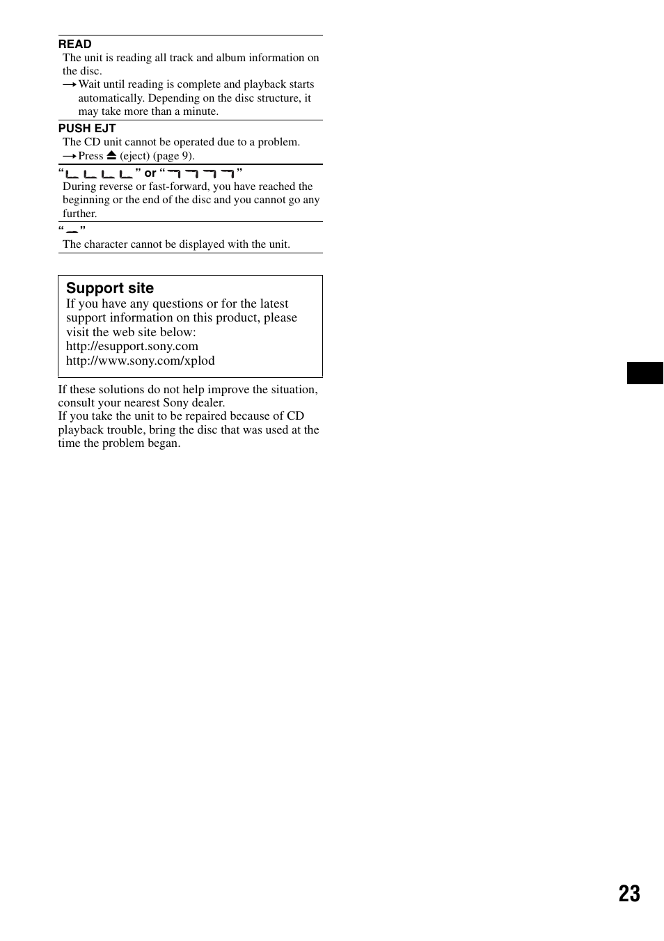 Support site | Sony MEX-BT2500 User Manual | Page 23 / 68