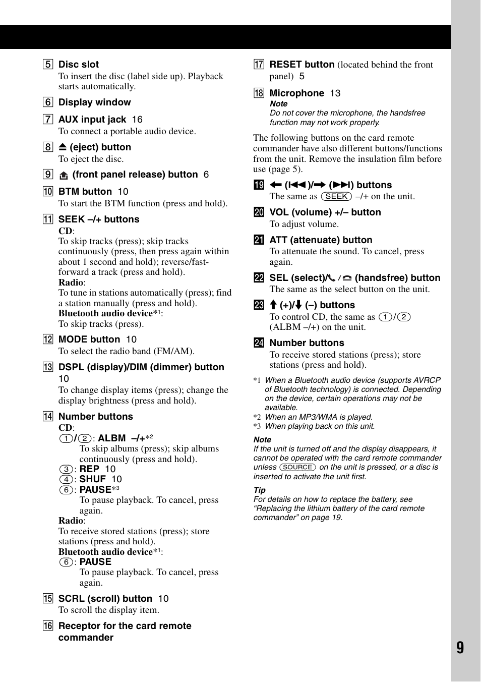 Sony MEX-BT2500 User Manual | Page 9 / 68