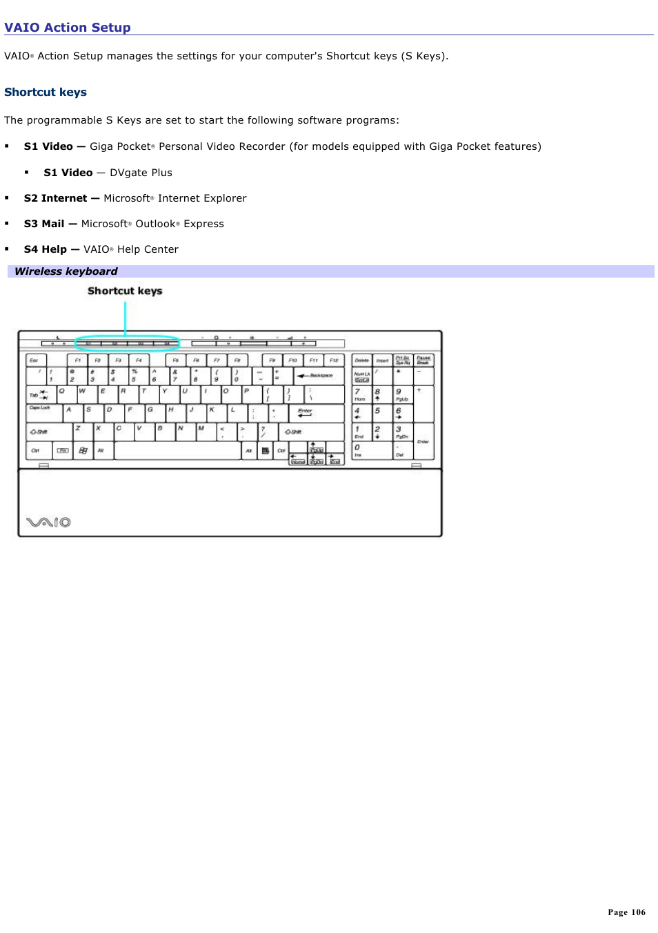 Vaio action setup | Sony PCV-V310P User Manual | Page 106 / 209