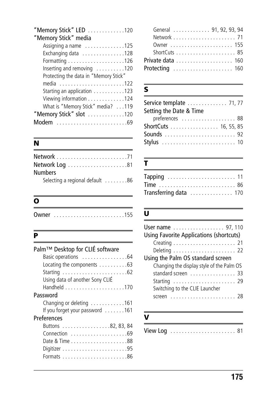 Sony PEG-NX70V User Manual | Page 175 / 176