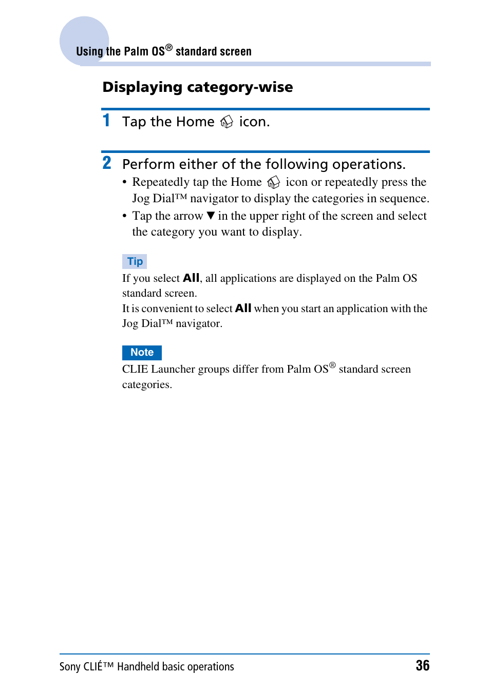 Displaying category-wise | Sony PEG-NX70V User Manual | Page 36 / 176