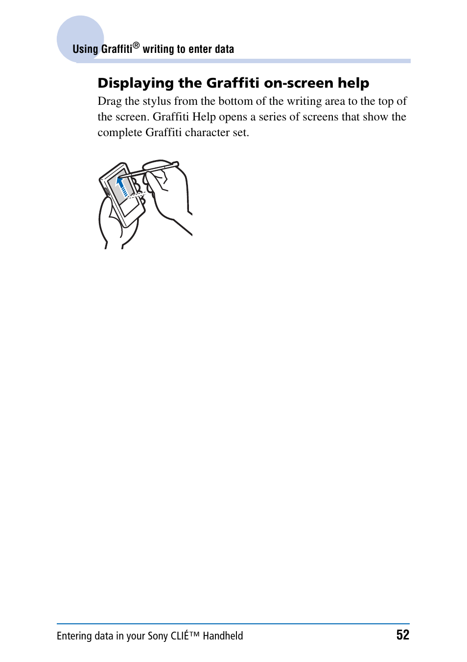 Displaying the graffiti on-screen help | Sony PEG-NX70V User Manual | Page 52 / 176