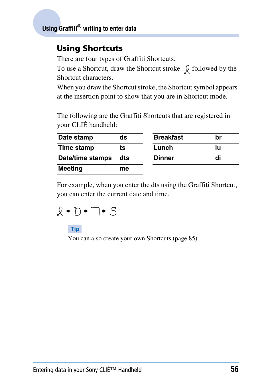 Using shortcuts | Sony PEG-NX70V User Manual | Page 56 / 176