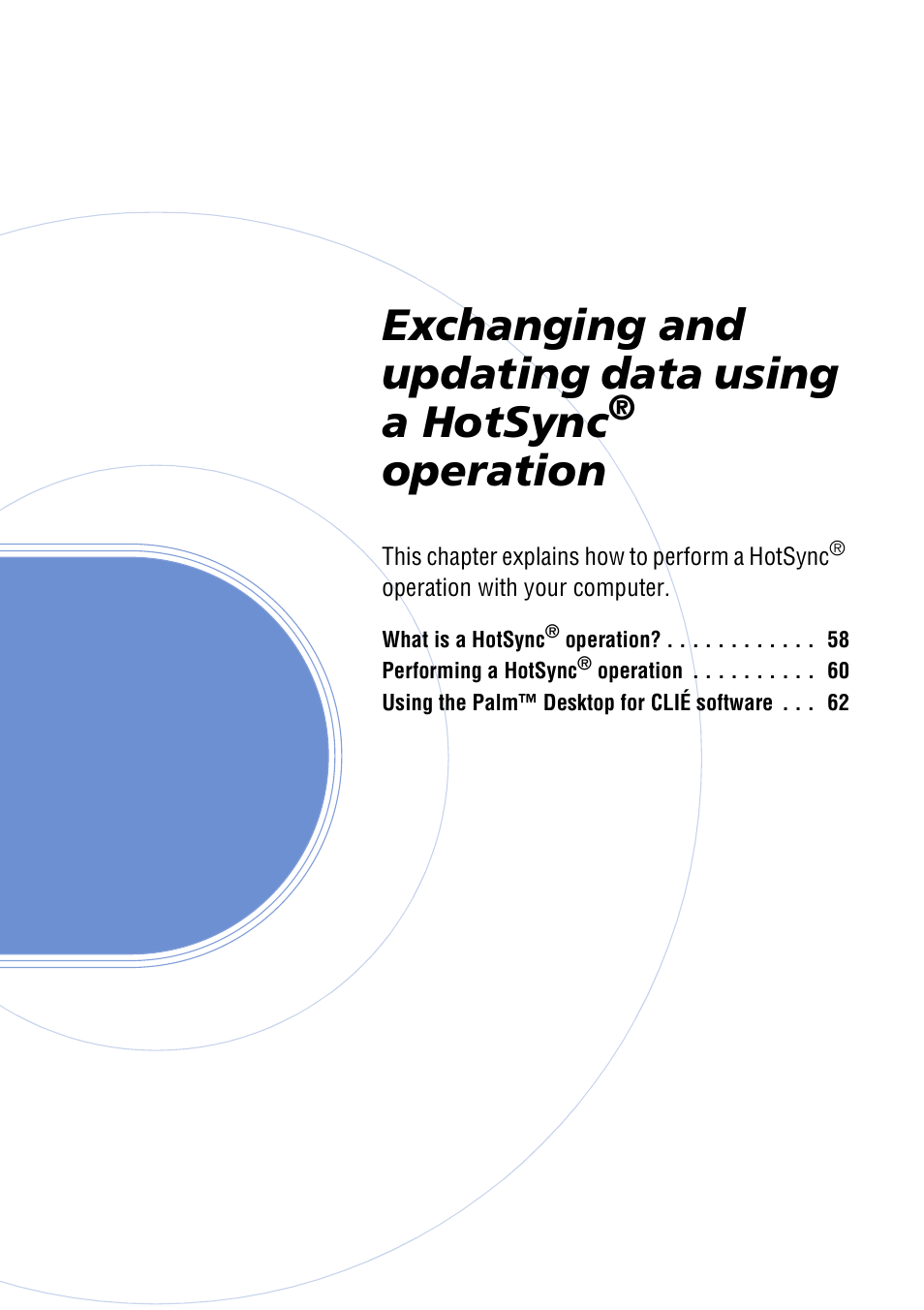 Exchanging and updating data using a hotsync, Operation | Sony PEG-NX70V User Manual | Page 57 / 176