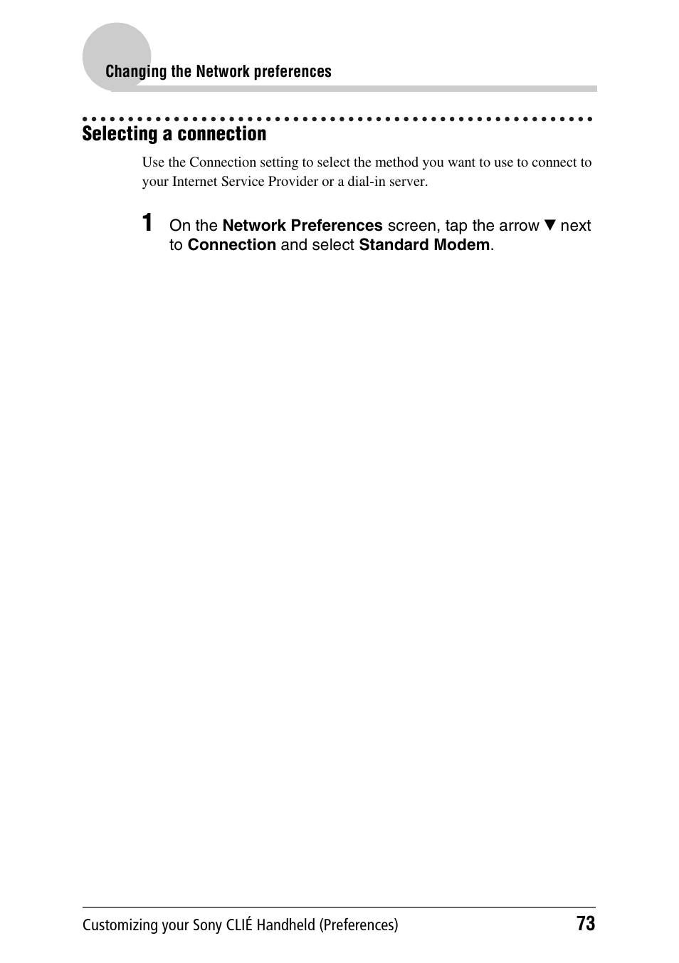 Selecting a connection | Sony PEG-NX70V User Manual | Page 73 / 176