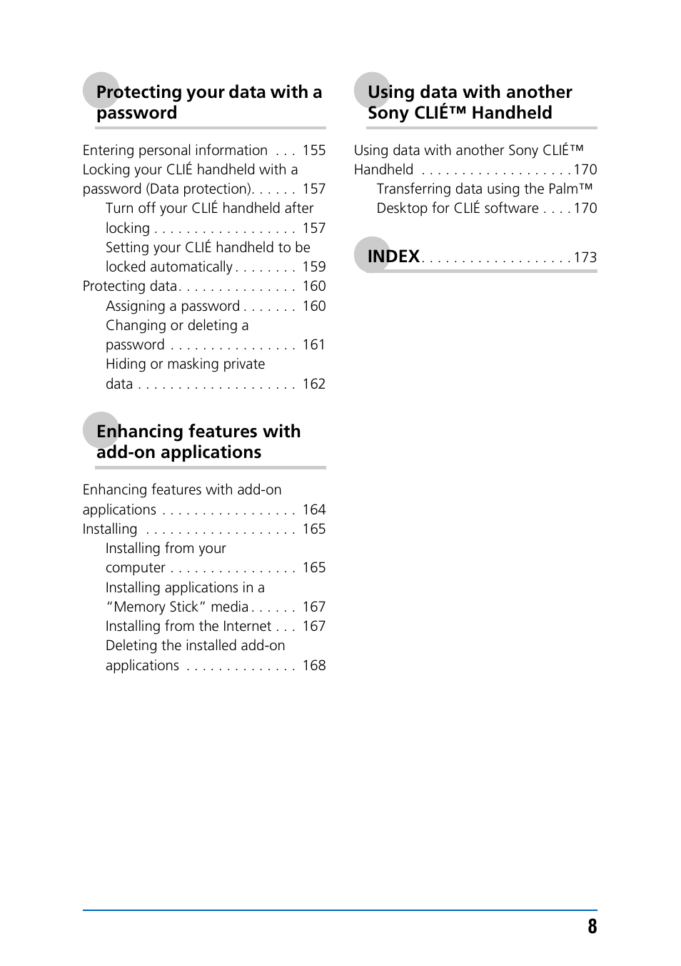 Sony PEG-NX70V User Manual | Page 8 / 176