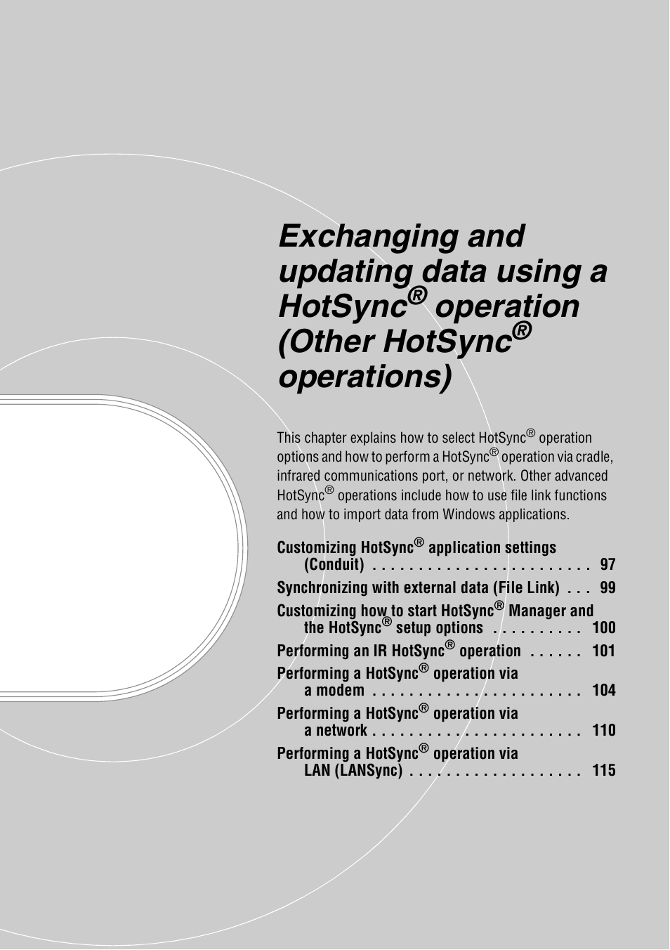 Exchanging and updating data using a hotsync, Operation (other hotsync, Operations) | Sony PEG-NX70V User Manual | Page 96 / 176