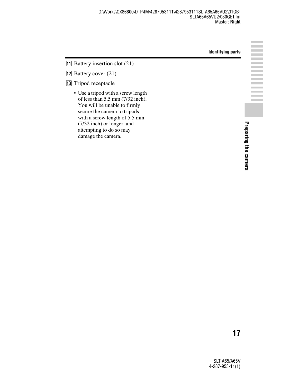 Sony SLT-A65V User Manual | Page 17 / 96