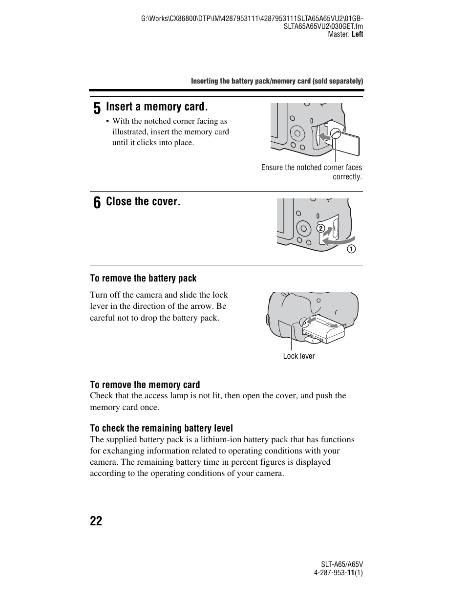 Mp (22), Close the cover | Sony SLT-A65V User Manual | Page 22 / 96