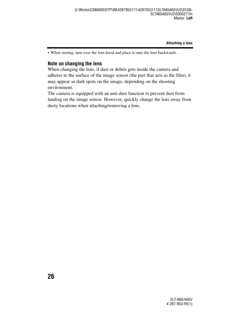 Sony SLT-A65V User Manual | Page 26 / 96