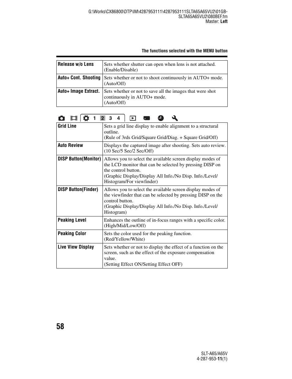 Sony SLT-A65V User Manual | Page 58 / 96