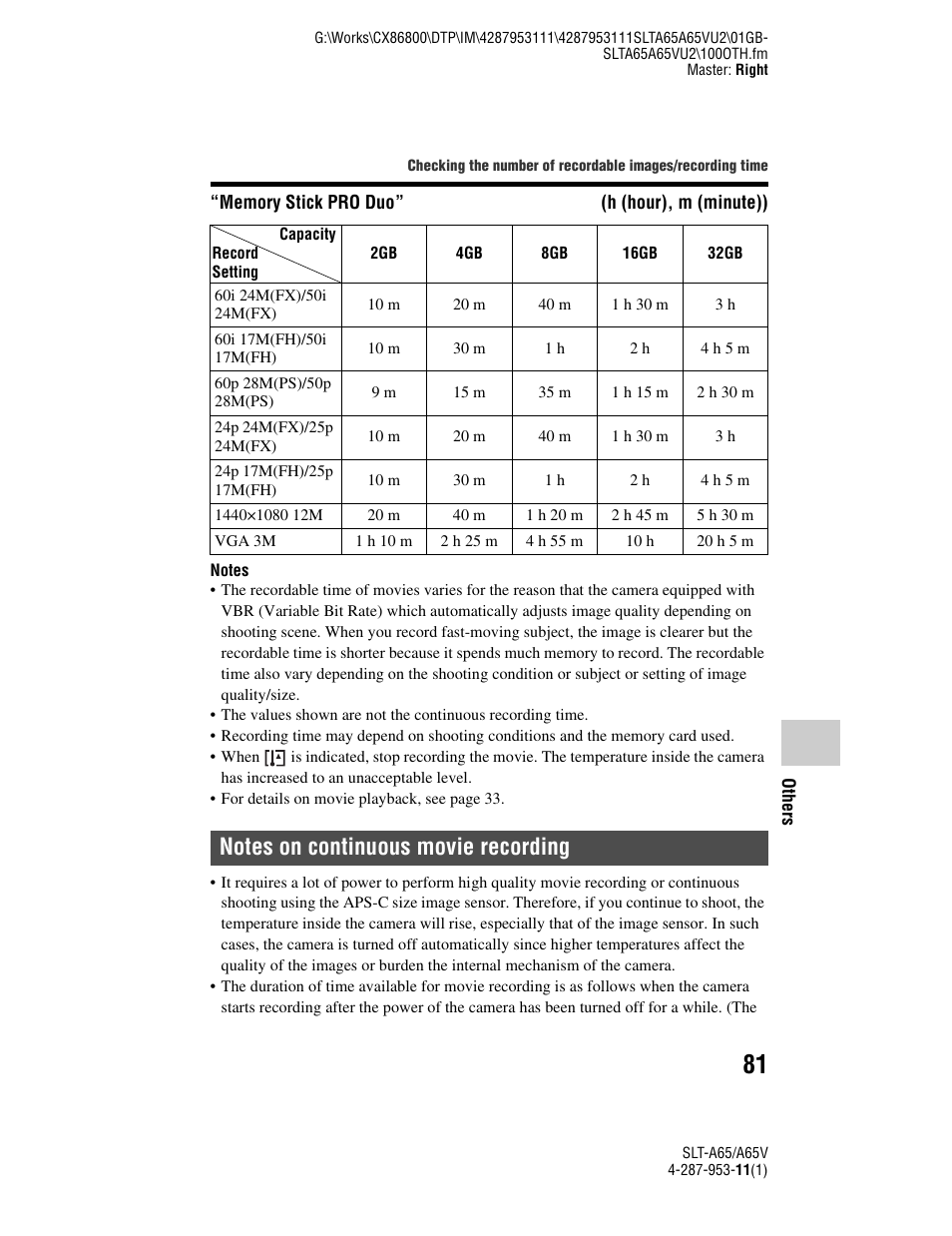 Sony SLT-A65V User Manual | Page 81 / 96