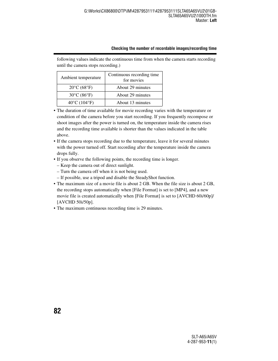 Sony SLT-A65V User Manual | Page 82 / 96