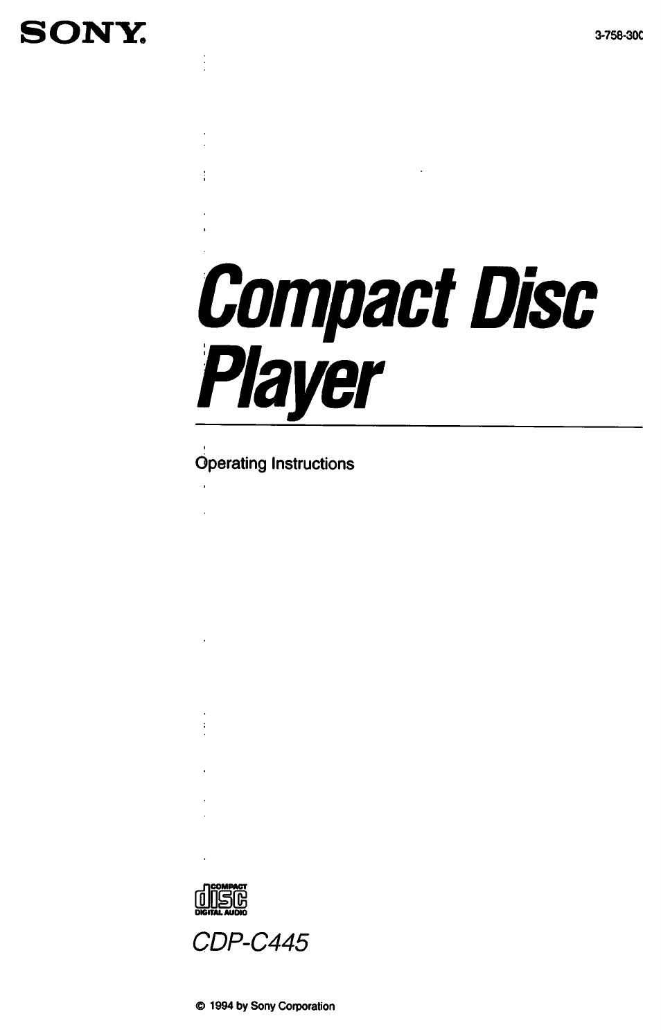 Sony CDP-C445 User Manual | 26 pages