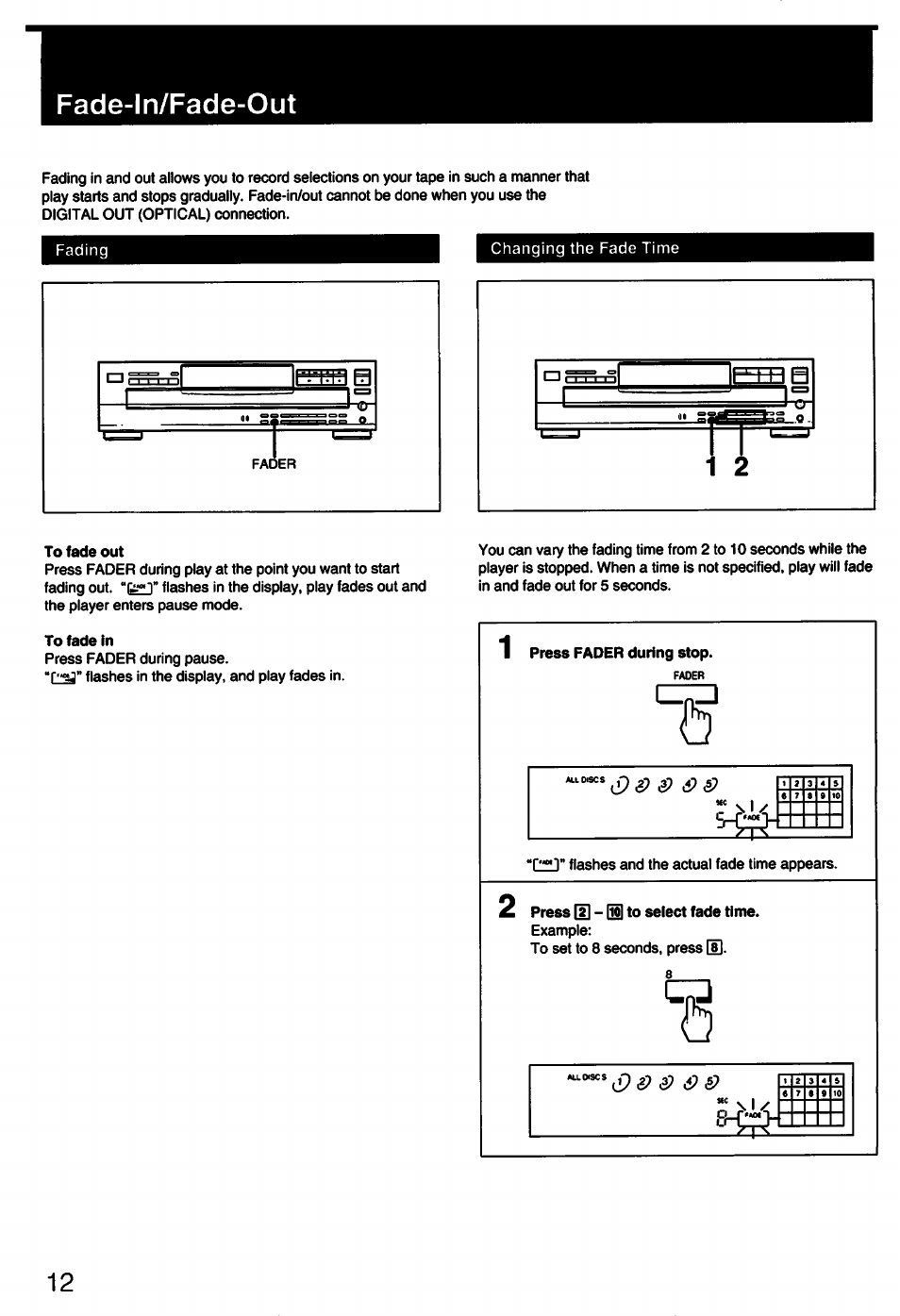 Fade-ln/fade-out | Sony CDP-C445 User Manual | Page 12 / 26