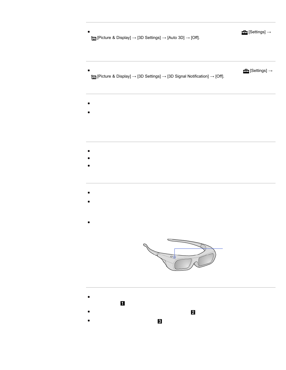 You cannot turn the 3d glasses on, Led indicator on the 3d glasses flashes | Sony KDL-55HX850 User Manual | Page 183 / 193