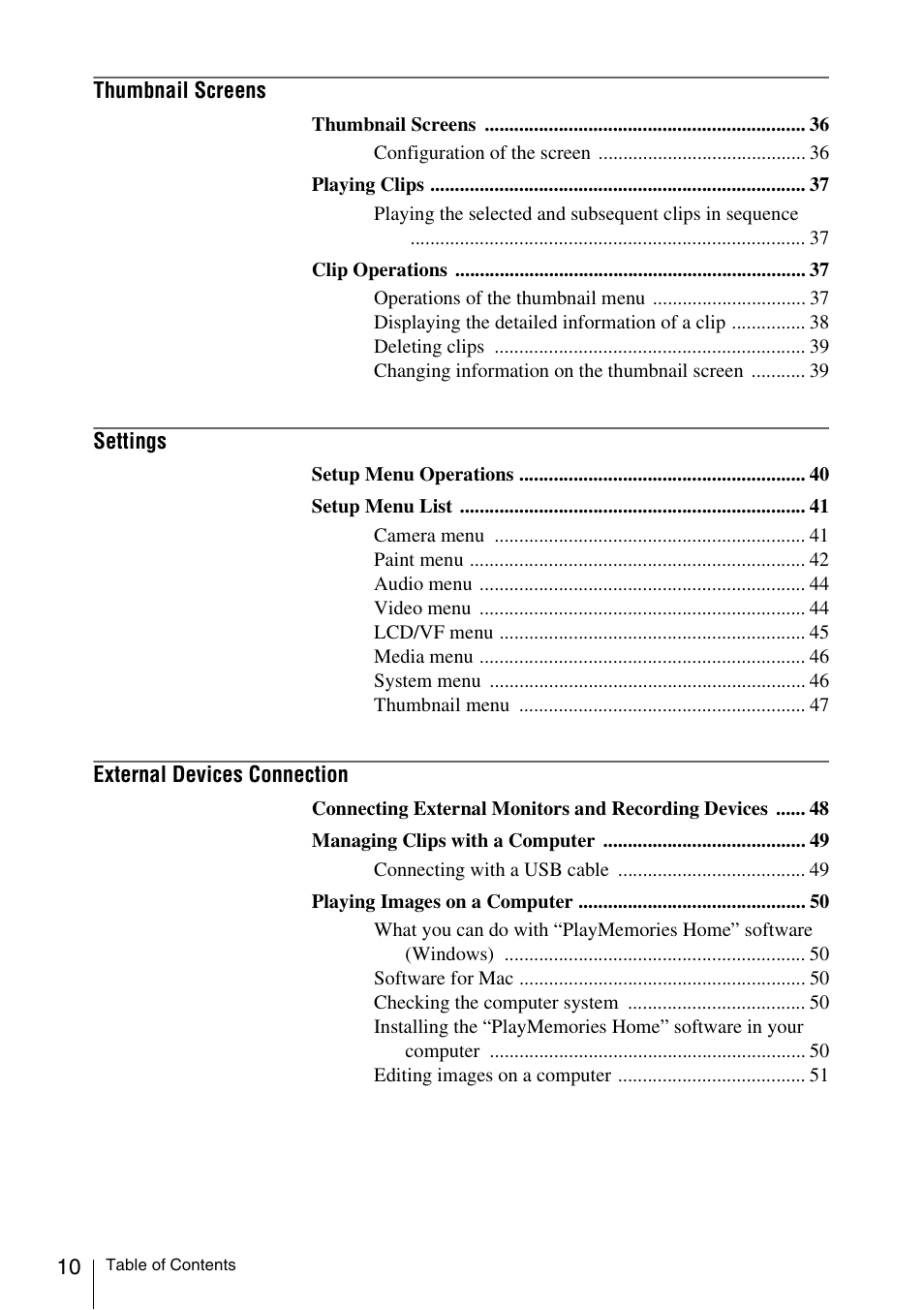 Sony FDR-AX1 User Manual | Page 10 / 68